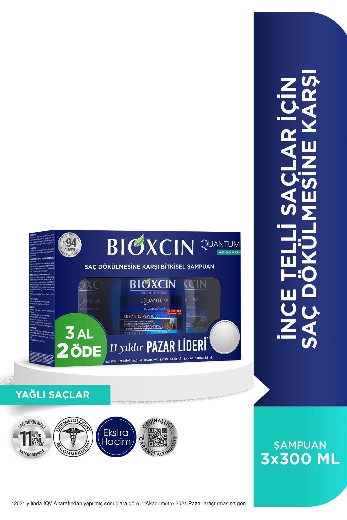 Bioxcin Quantum Dökülme Karşıtı ve Hacim Veren Şampuan – Yağlı Saçlar İçin 3x300 ML